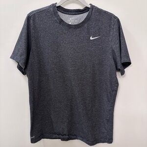 Nike Mens Dry Tee Dri-FIT Cotton Crew Black Heather/Matte Silver, Large